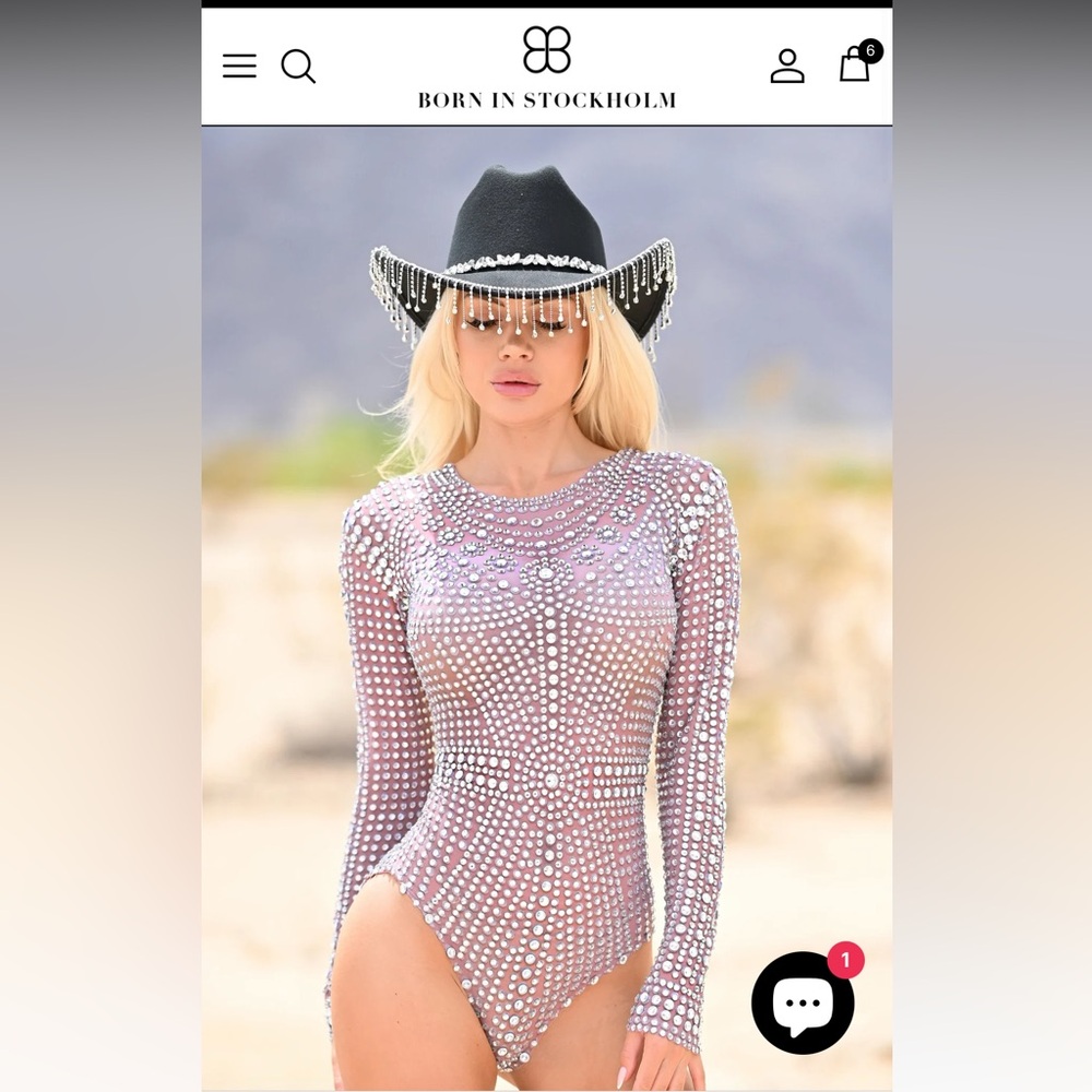 Born In Stockholm Carola Luxury Rhinestone Bodysuit